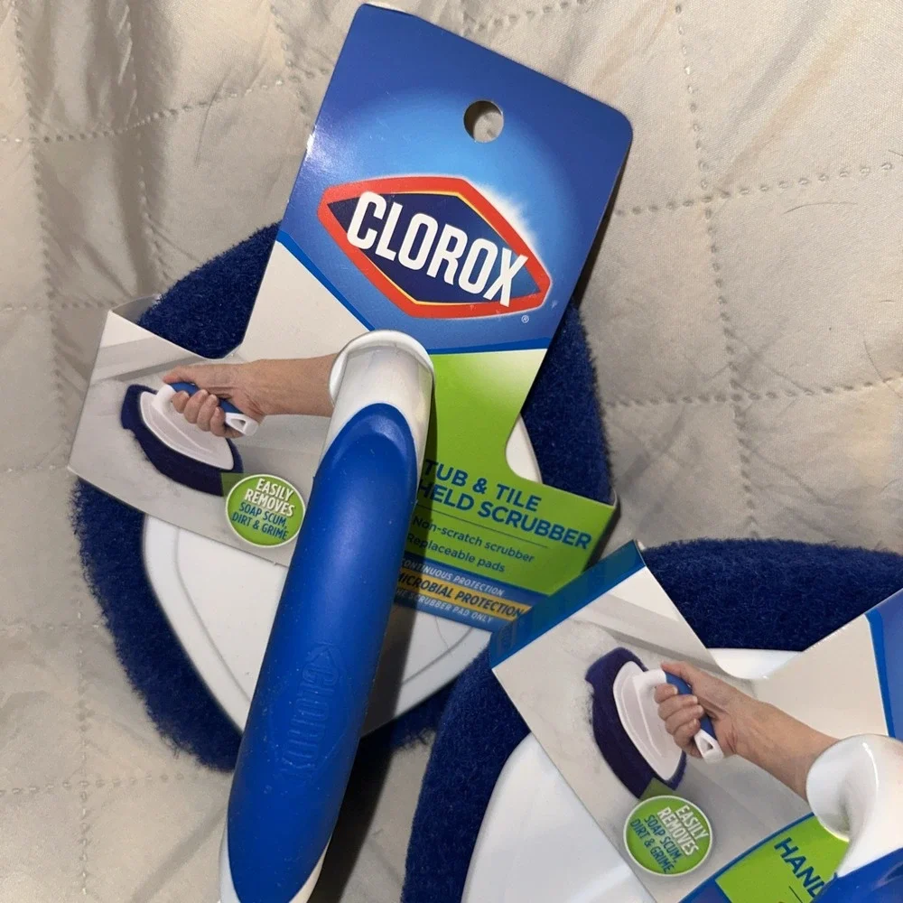 Set of 2 Clorox Tub & Tile Non-Scratch Handheld Scrubbers Replaceable Pads - NEW